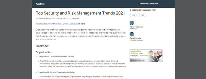 Gartner: Top Security and Risk Management Trends 2021