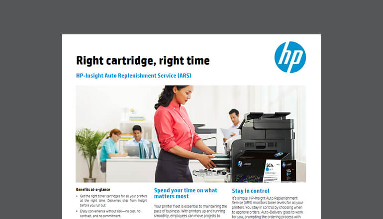 Article Right Cartridge Right Time HP ARS Datasheet Image