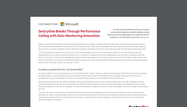 Article SentryOne Data Monitoring Innovation Image
