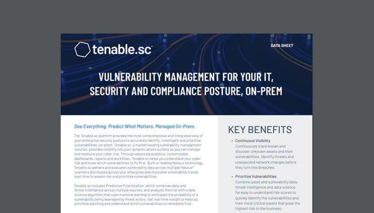 Article Vulnerability Management for Your IT, Security and Compliance Posture, On-Prem Image