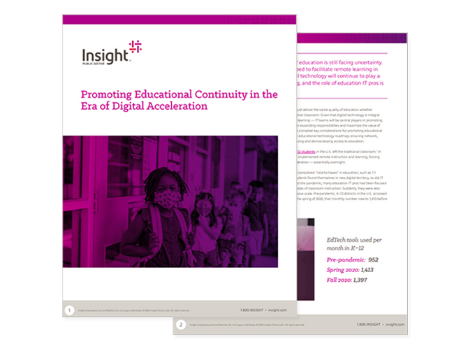 Cover of Promoting Educational Continuity in the Era of Digital Acceleration whitepaper available using the button below. Edtech whitepaper, education continuity, digital acceleration in education