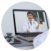Doctor on video conference with patient