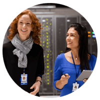 Two woman in server room
