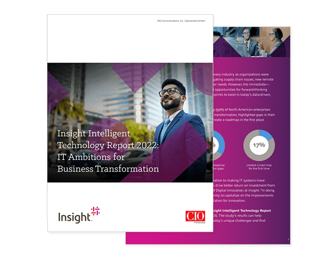 Cover image for Insight's Intelligent Technology Report 2022: IT Ambitions for Business Transformation available to download from the link below