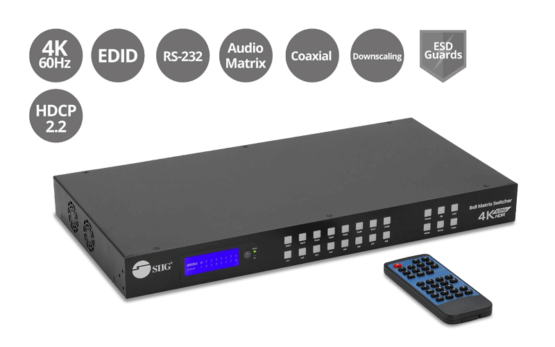 SIIG 4x4 HDMI 2.0 4K HDR Matrix Switch with Cloud Control