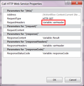 Setting properties of the HTTP Web Service Call
