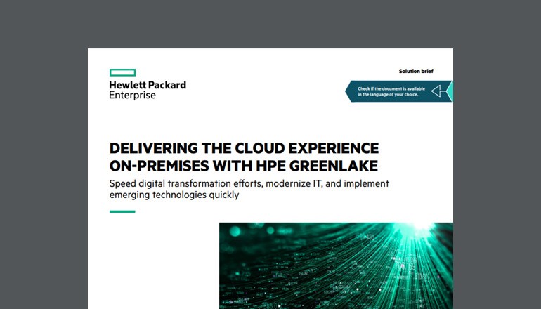 Cover of Delivering the Cloud Experience with HPE Greenlake solution brief  available to download below