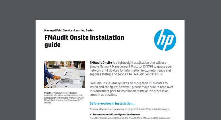 Cover of FMAudit Onsite installation guide