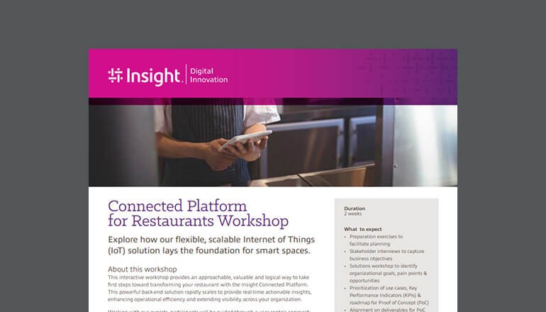 Cover for the Insight Connected Platform for Restaurants Workshop datasheet available to download below