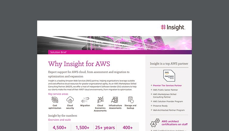 Leverage AWS cloud services for scalable and cost-effective cloud resources for greater organizational agility Thumbnail of datasheet available to download below