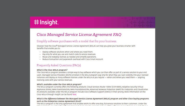 Cisco Managed Service License Agreement FAQ cover thumbnail