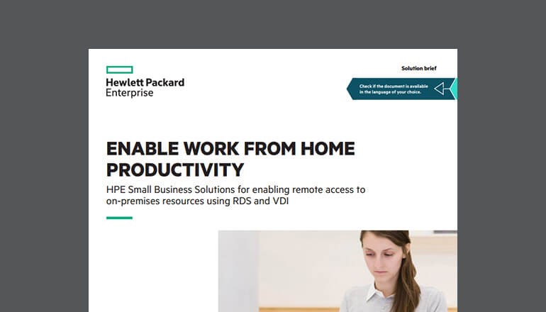 Cover of HPE Small Business Solutions for RDS and VDI Solution Brief available to download below