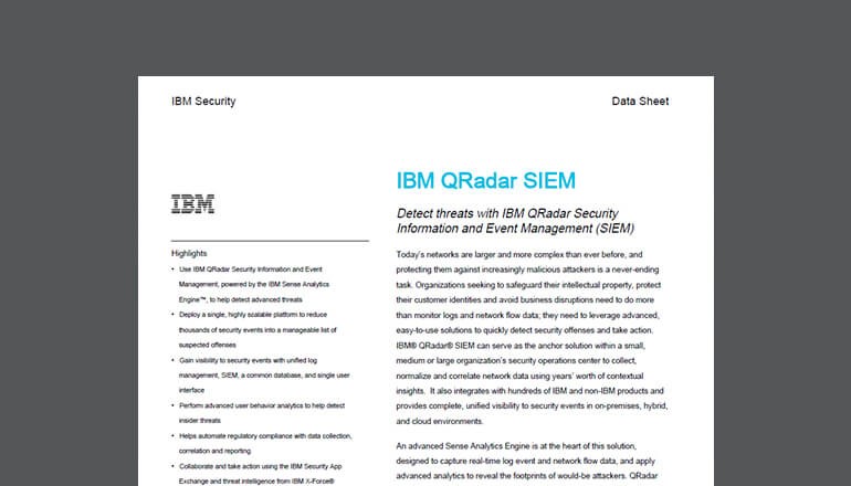 IBM QRadar SIEM Datasheet cover