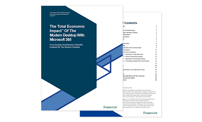 Cover of The Total Economic Impact of the Modern Desktop With Microsoft 365 Forrester report for download