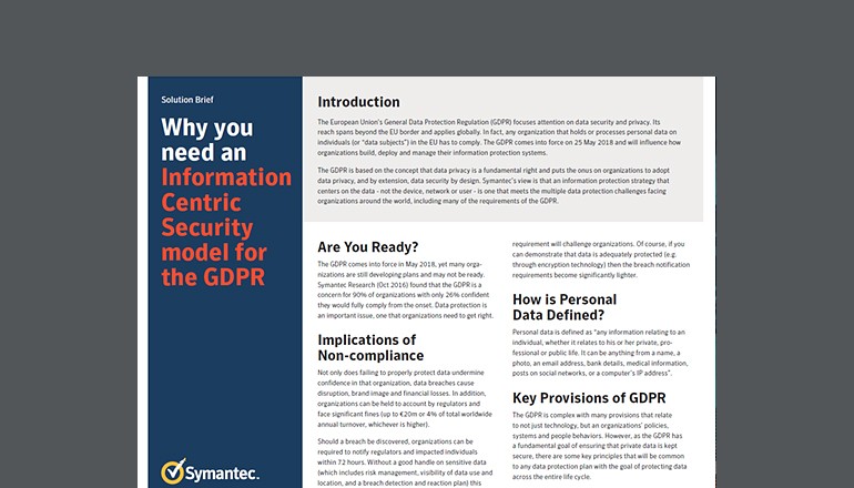 Information Centric Security for GDPR cover