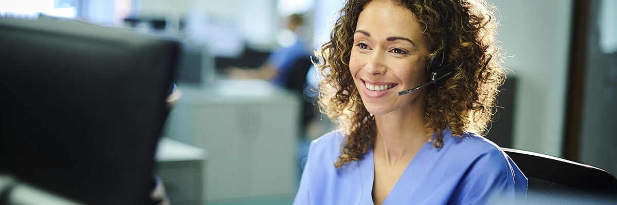 female call center employee