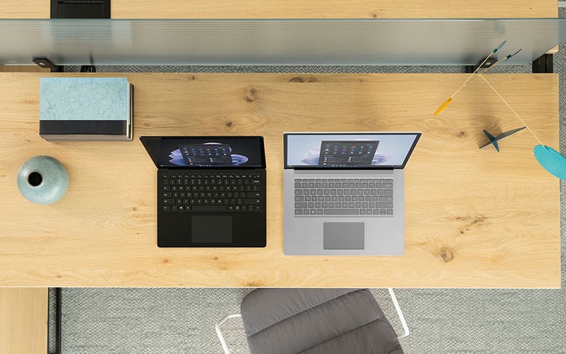 Microsoft surface devices displaying Windows 11