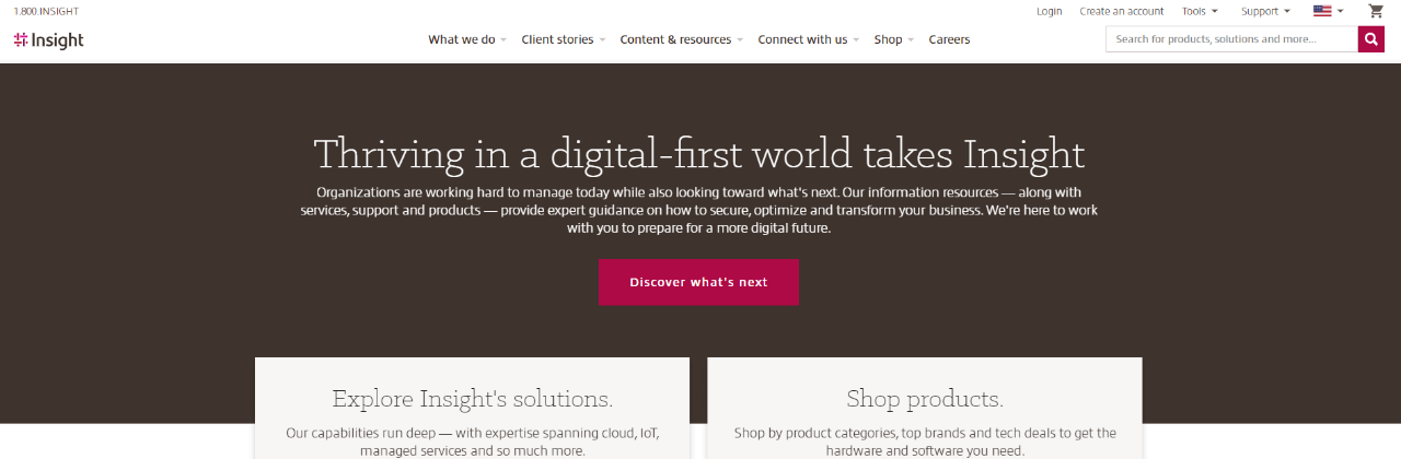 Refreshed search bar at the top of any insight.com View new search bar on Insight.com