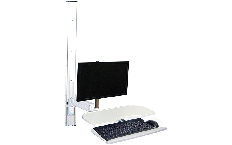 Altus wall-mounted workstations, available from Insight, are built to compactly fold against the wall when not needed Altus wall-mounted workstations