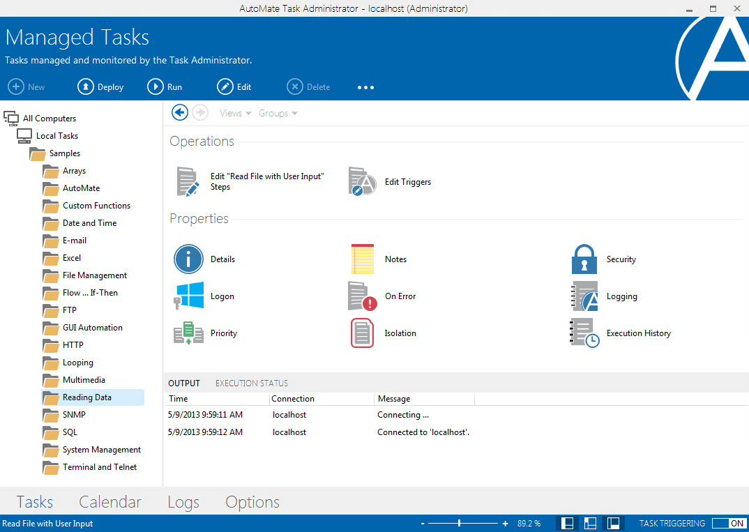 Manage tasks with AutoMate 10 Drag-and-drop user interface