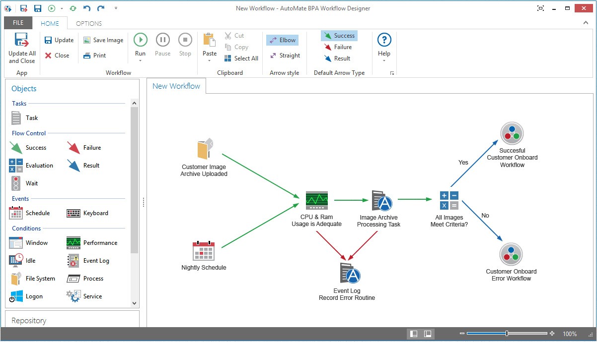 Network- and agent-based automation BPA Server 10 workflow designer