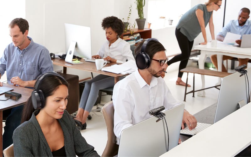 Huddle rooms Teammates working together