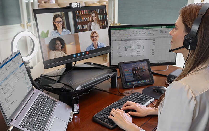 Stay protected with CODi. Woman having a meeting at home