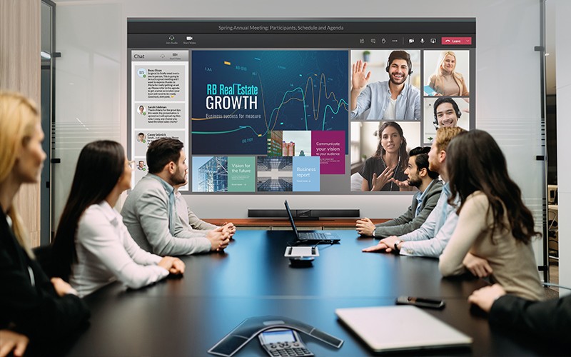 Bring greater clarity and collaboration to your business with projectors that are designed to fit your budget Professionals on a virtual meeting