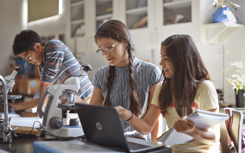 HP education solutions Students working with HP education technology lifestyle