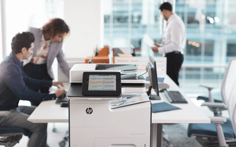 Open office with HP print device