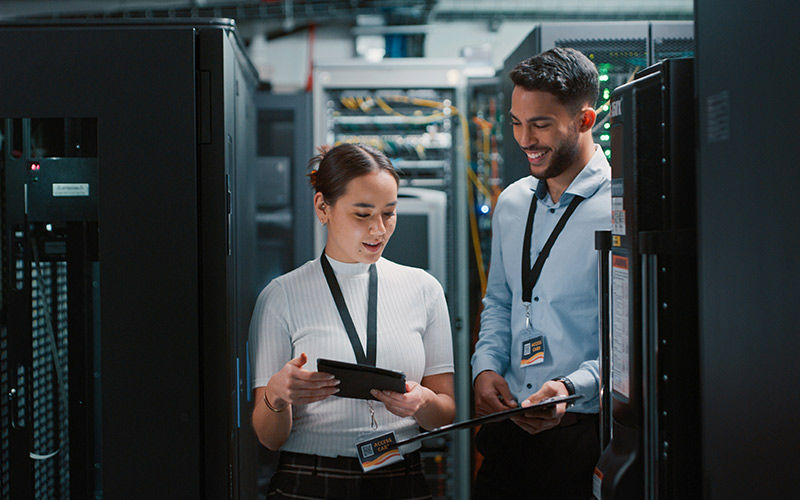 Stop advanced threats and protect critical assets View of skyscrapers from the ground