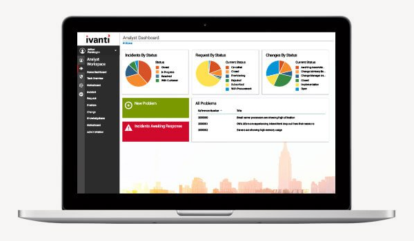Discover everything that touches your network and then automates software delivery Ivanti User Endpoint Management Suite application dashboard displayed on notebook computer