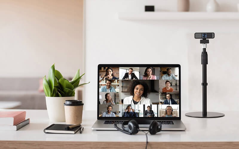 See and be seen. Kensington webcam with laptop