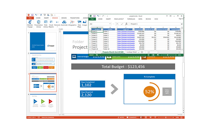 Markido Engage platform link with Microsoft Excel and Project Markido Engage platform screenshot linking to Microsoft Excel and Project