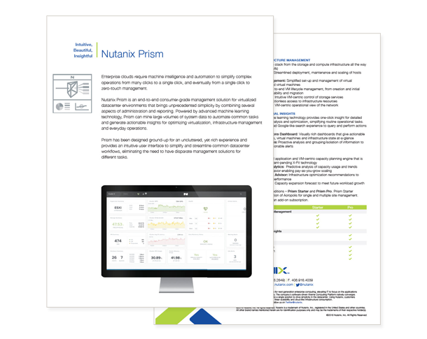 Powerful data mining capabilities with Nutanix Prism Nutanix Prism datasheet cover