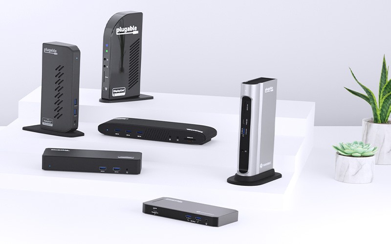 Plugable docking stations minimize complexity and maximize functionality. Plugable docking stations