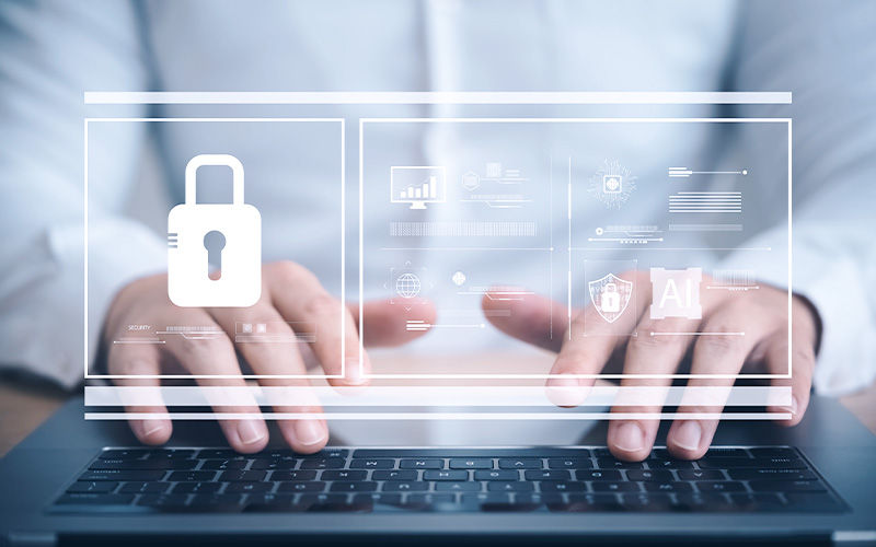 Secure cloud storage made easy Person using a laptop at work