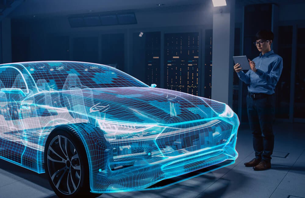 Accelerate timelines and maximize positive outcomes across architectures, processes and infrastructure Using AI to prototype 3D rendered electronic car